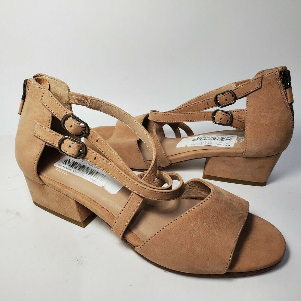 Eileen Fisher women Sandals Kyra Nude Suede Buckles Zipper Sz 6 New